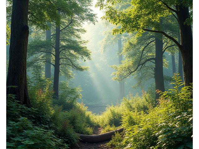Biodiverse forest edge with dense undergrowth and fallen logs