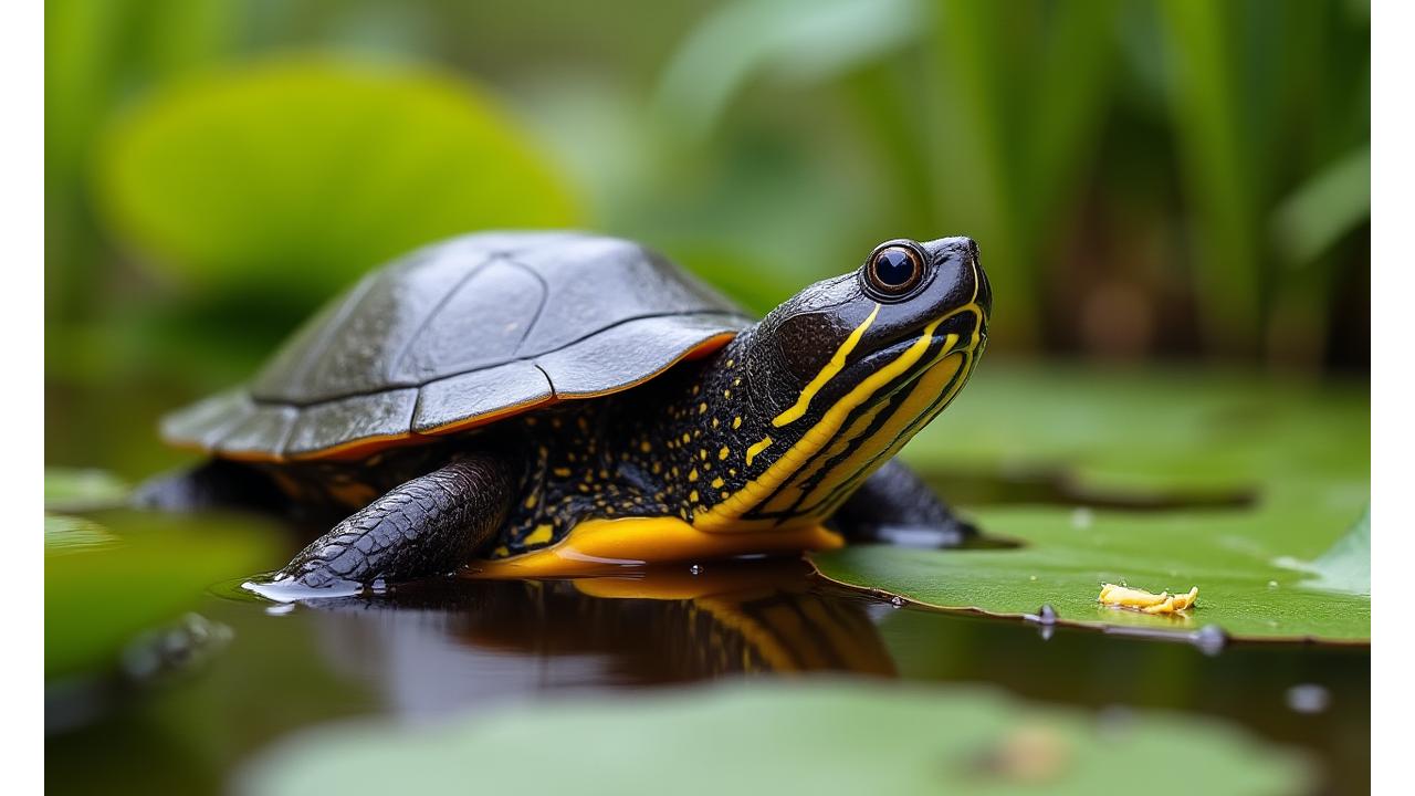 Endangered Blanding's Turtle in wetland