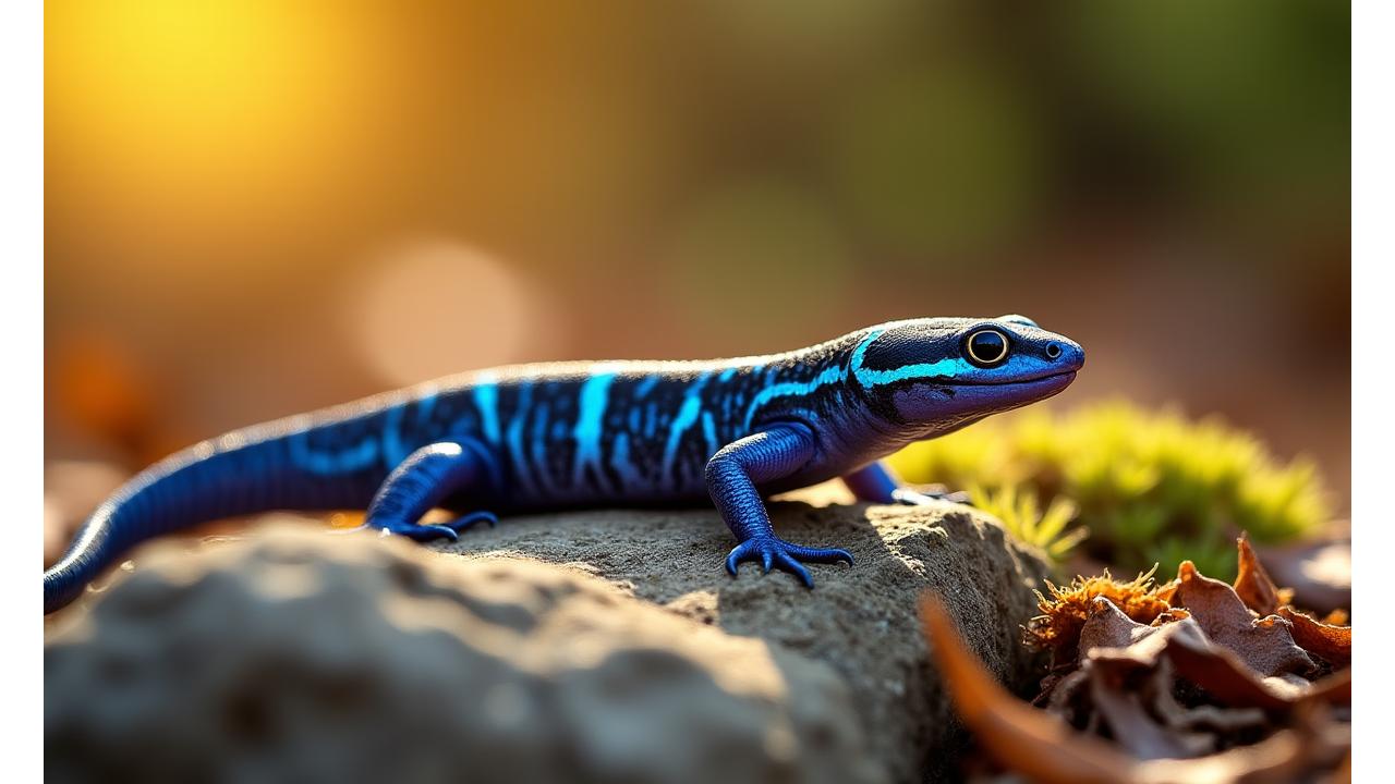 Juvenile Five-lined Skink with bright blue tail