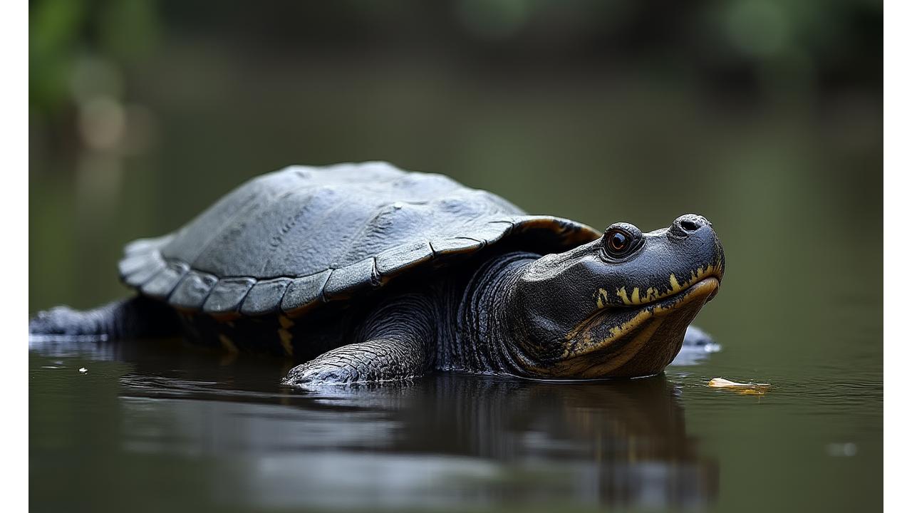Large Snapping Turtle submerged in water