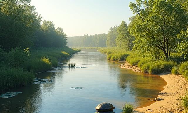 Field biologist studying habitat restoration for Spiny Softshell Turtles