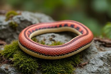 Milksnake with distinctive patterns on rocky ground