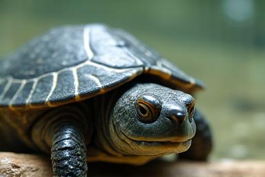 Close-up of a Spiny Softshell Turtle in clear water