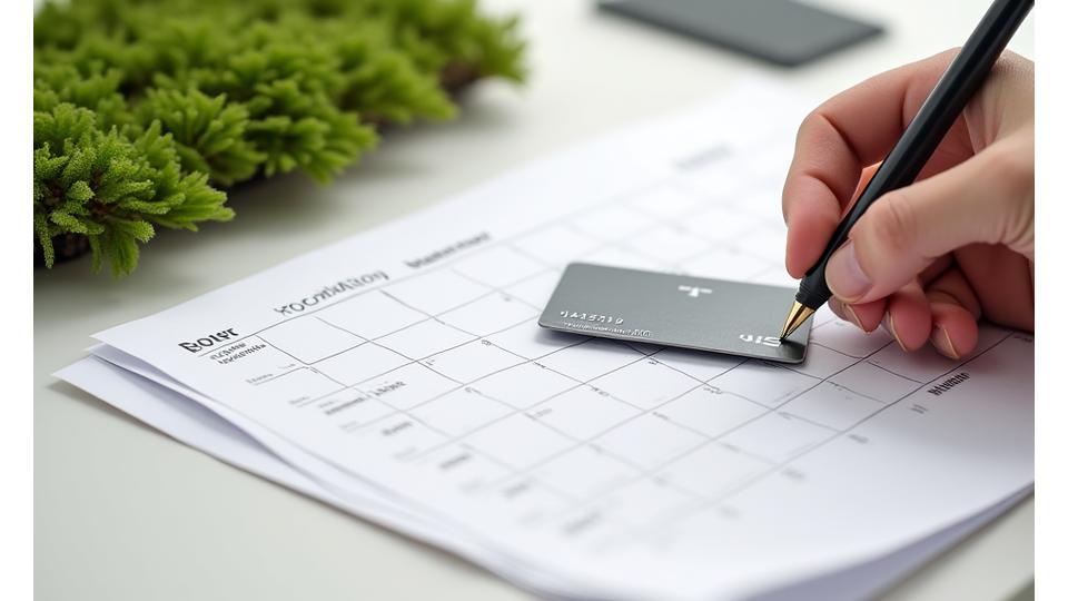 Image showing a calendar with marked dates and a credit card, symbolizing successful booking and clear cancellation terms.
