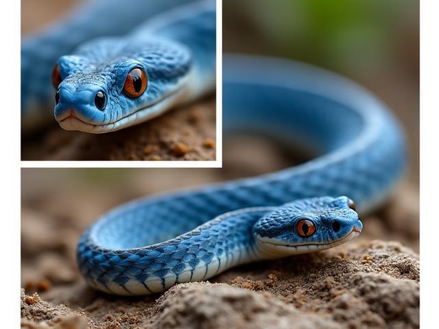 A series of detailed close-up photos of a Blue Racer snake documenting its scales and markings, used for a conservation report